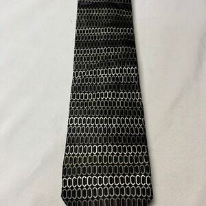 Giorgio Brutini Collezione Silk Necktie Black Gold Geometric Modern Dad Father